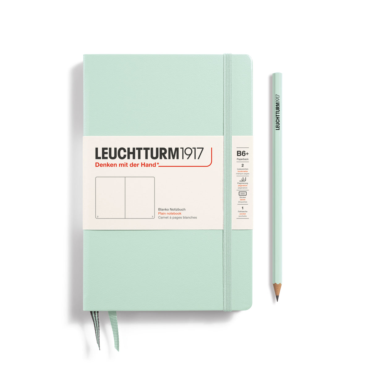 Notebook Hardcover Paperback (B6+), Plain, 219 pages, Mint Green