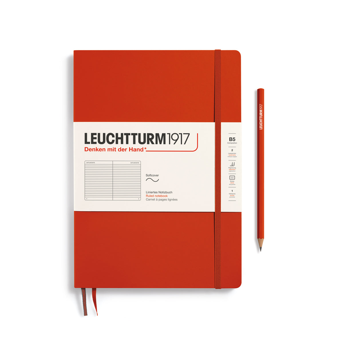 Notebook Softcover Composition (B5), Ruled, 123 pages, Fox Red