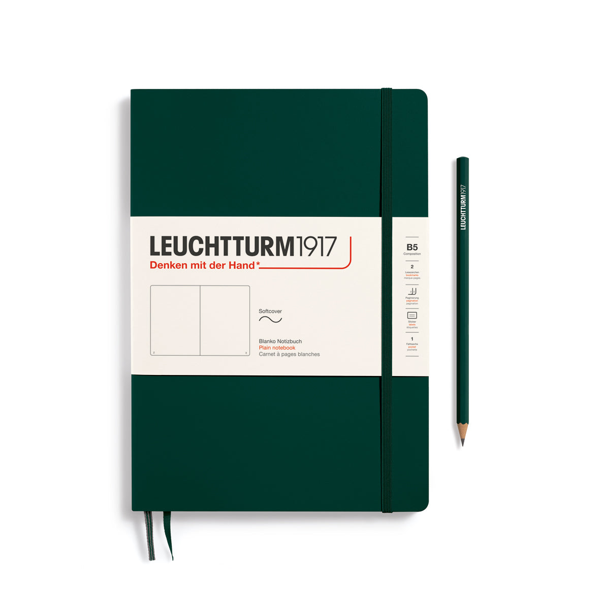 Notebook Softcover Composition (B5), Plain, 123 pages, Forest Green