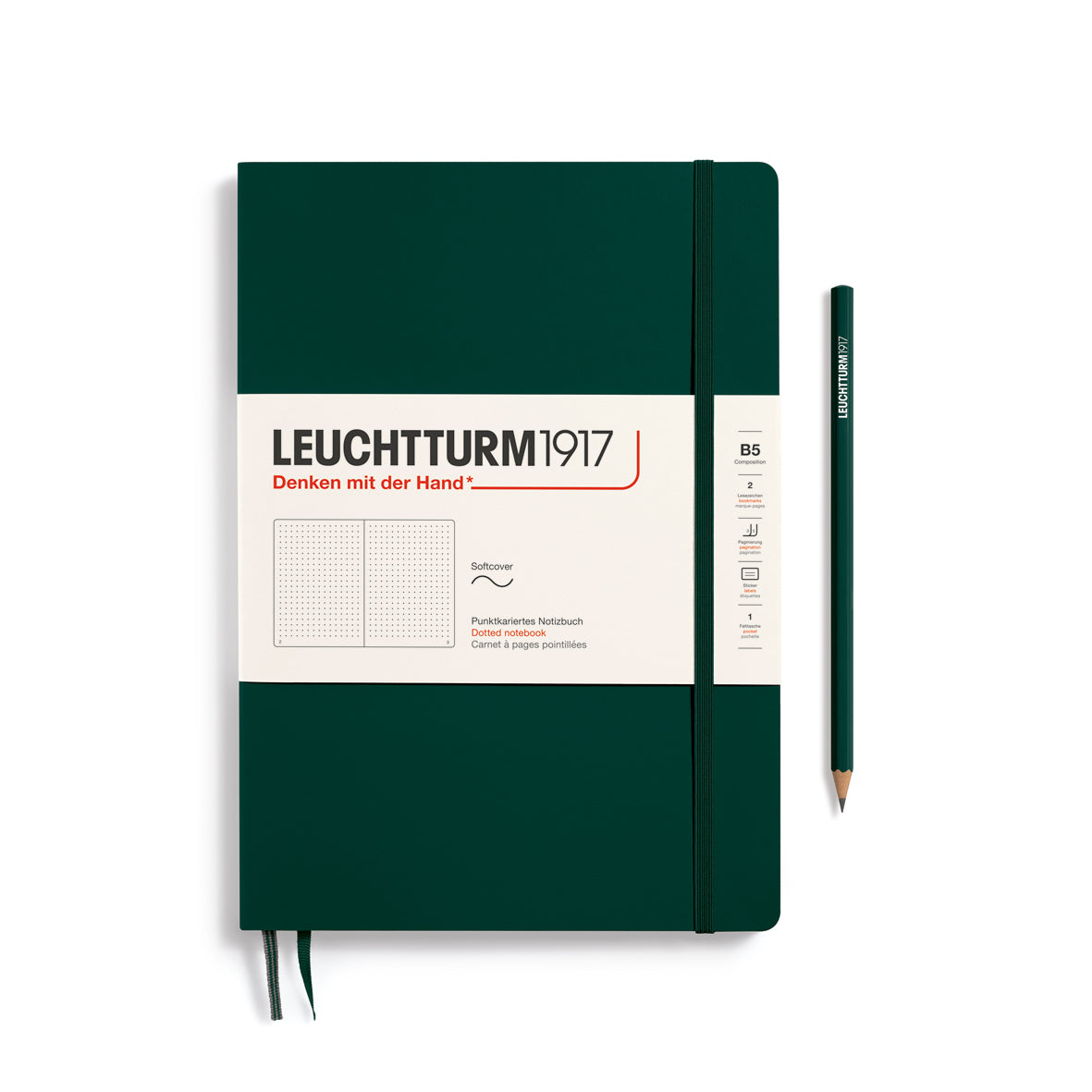 Notebook Softcover Composition (B5), Dotted, 123 pages, Forest Green