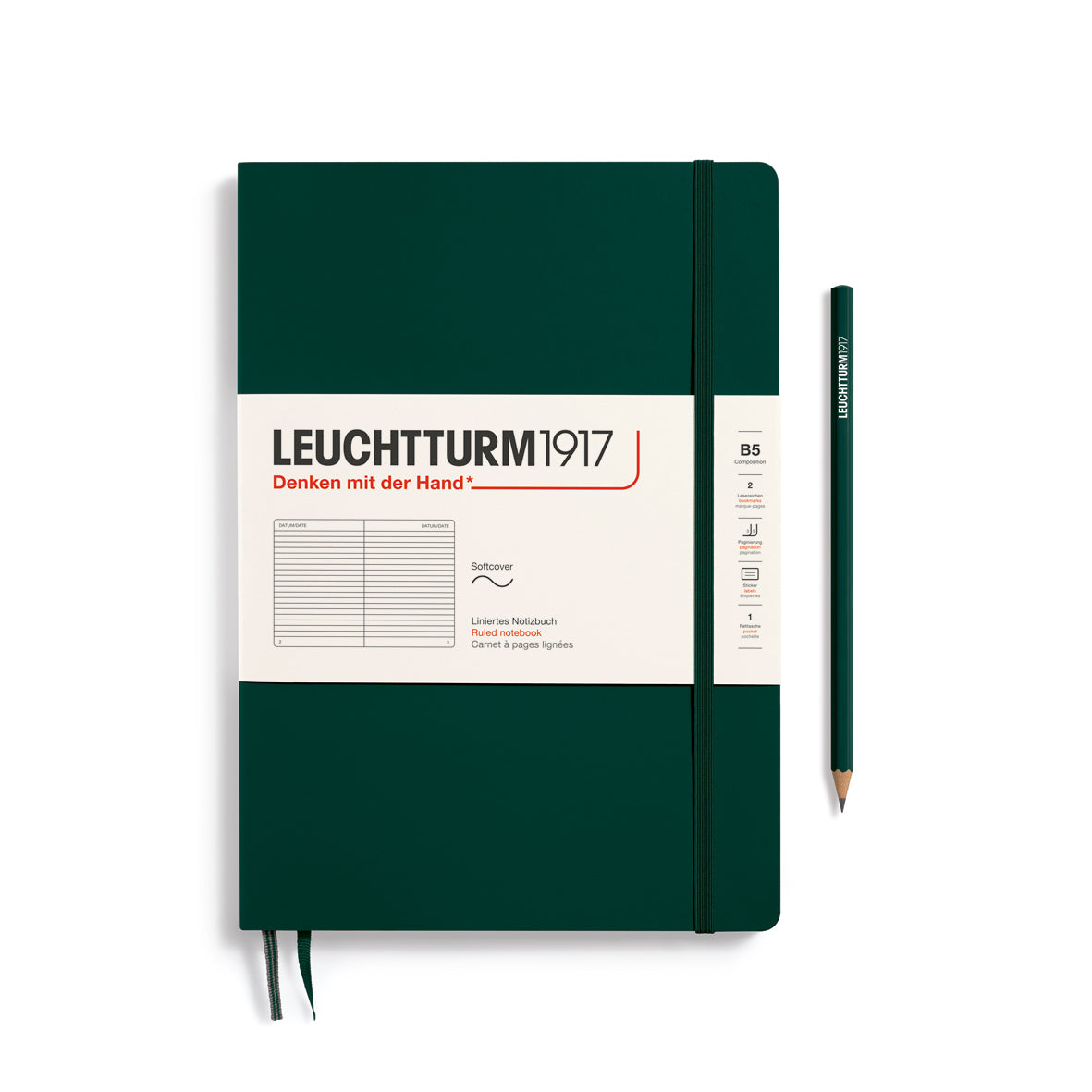 Notebook Softcover Composition (B5), Ruled, 123 pages, Forest Green