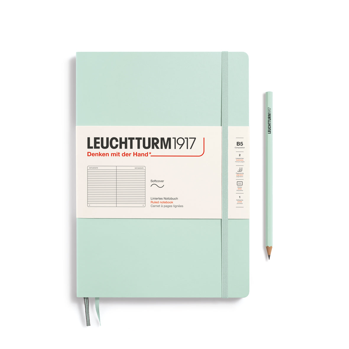 Notebook Softcover Composition (B5), Ruled, 123 pages, Mint Green
