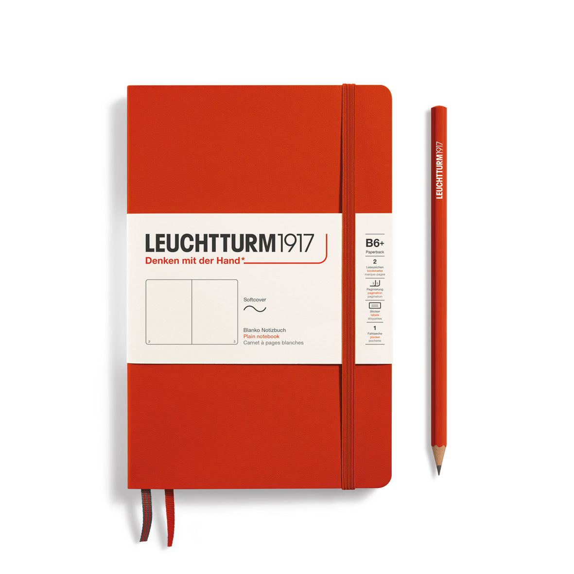 Notebook Softcover Paperback (B6+), Plain, 123 pages, Fox Red