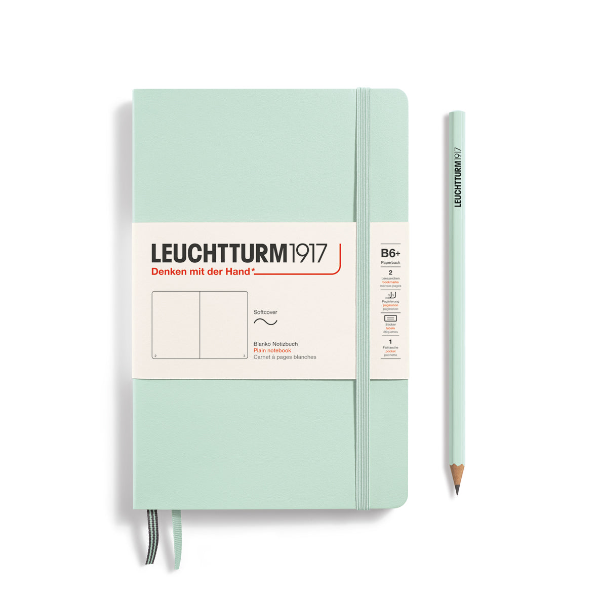 Notebook Softcover Paperback (B6+), Plain, 123 pages, Mint Green