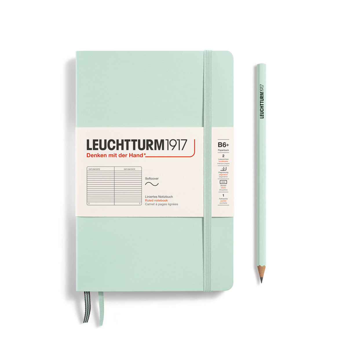 Notebook Softcover Paperback (B6+), Ruled, 123 pages, Mint Green