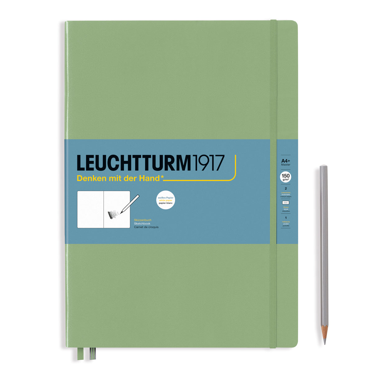Sketchbook, Master (A4+), Hardcover, PLain, 112 pages(150gsm), Sage