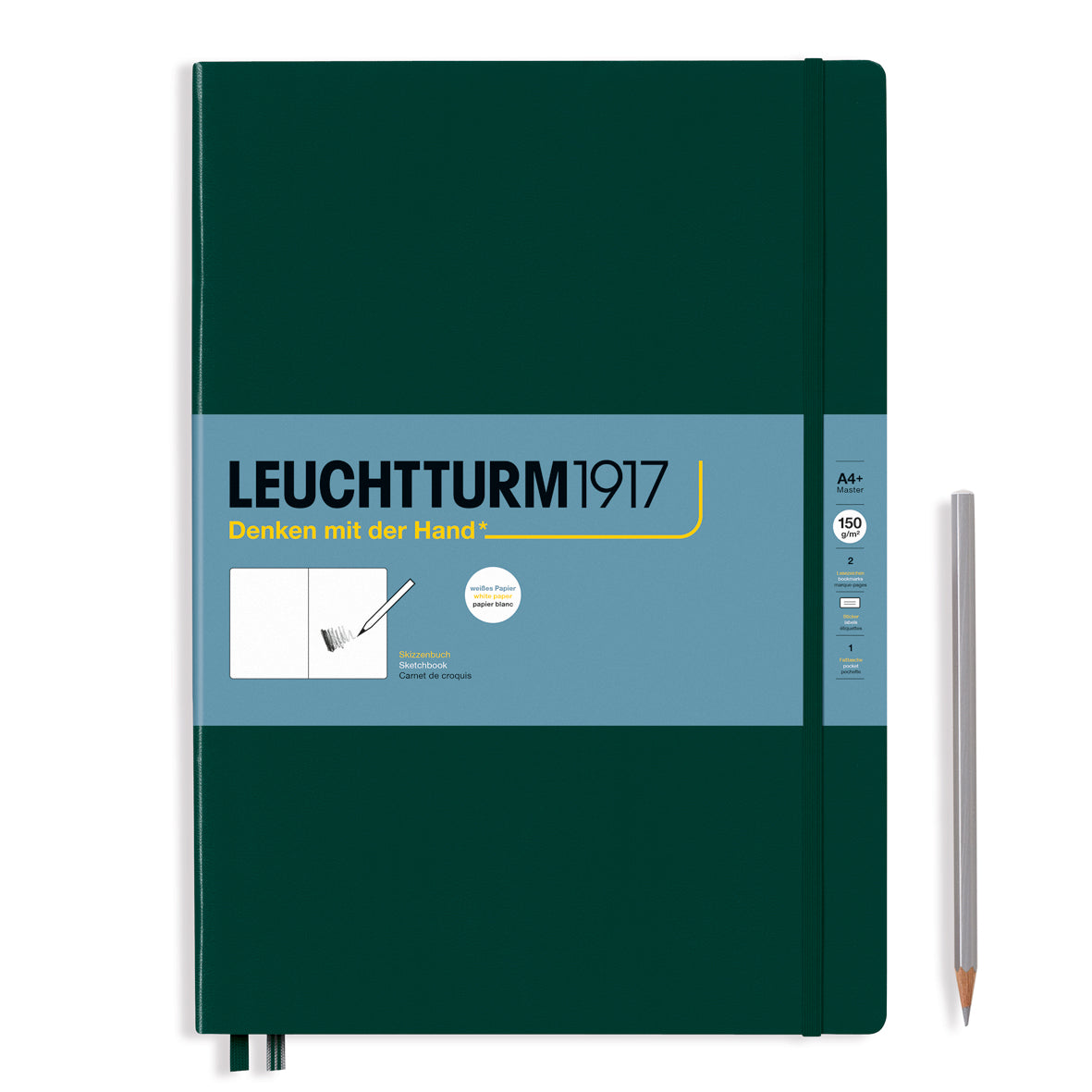 Sketchbook, Master (A4+), Hardcover, PLain, 112 pages(150gsm), Forest Green