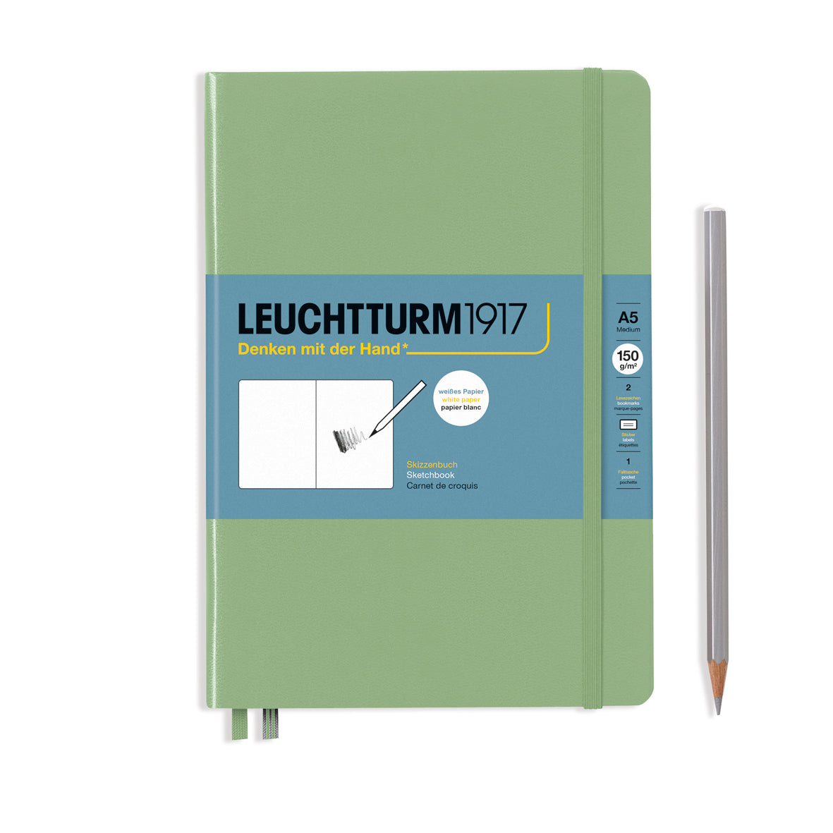 Sketchbook, Medium (A5), Hardcover, Plain, 112 pages(150gsm), Sage