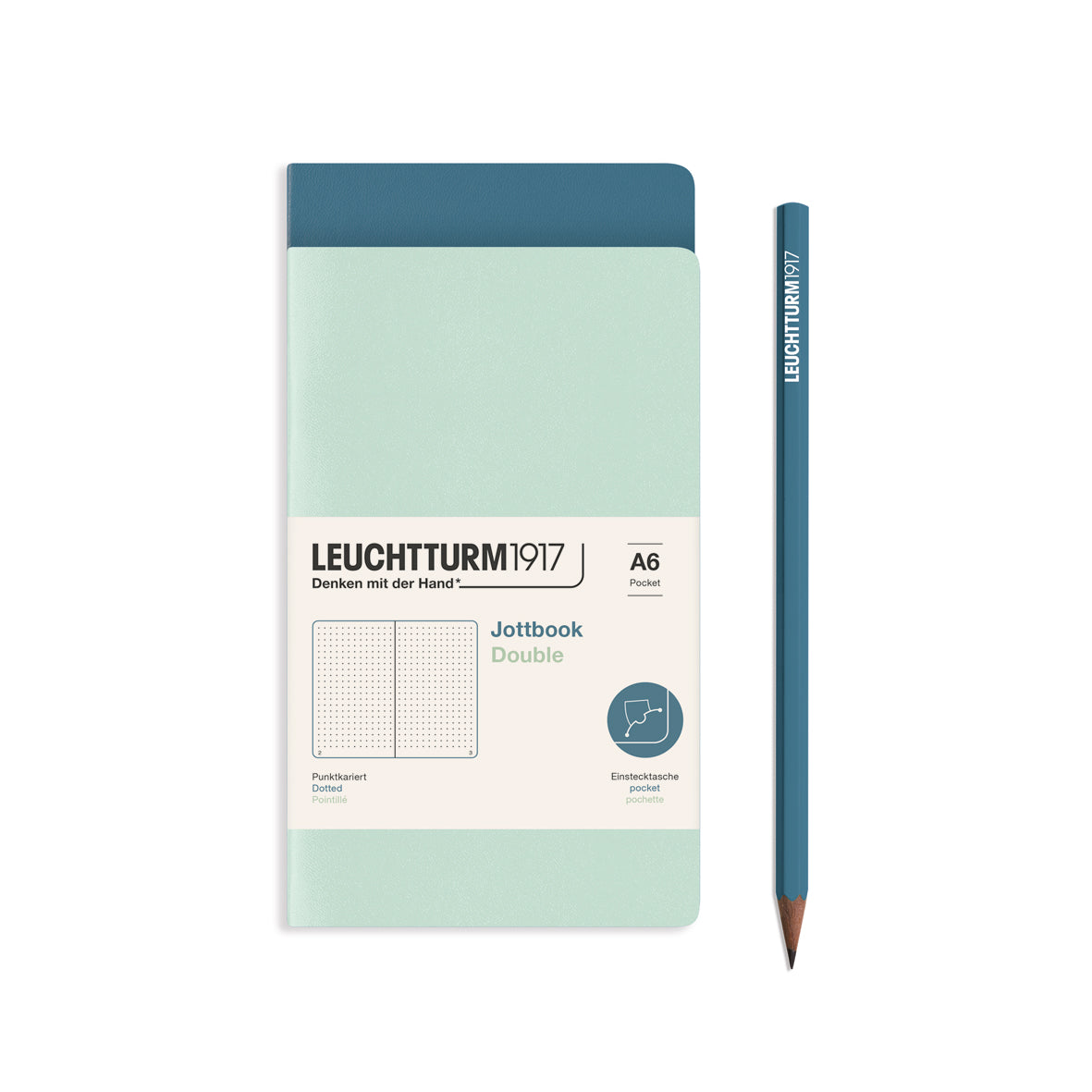 Jotbook (A5) Mint Green and Stone Blue, dotted, 59 pages, double pack