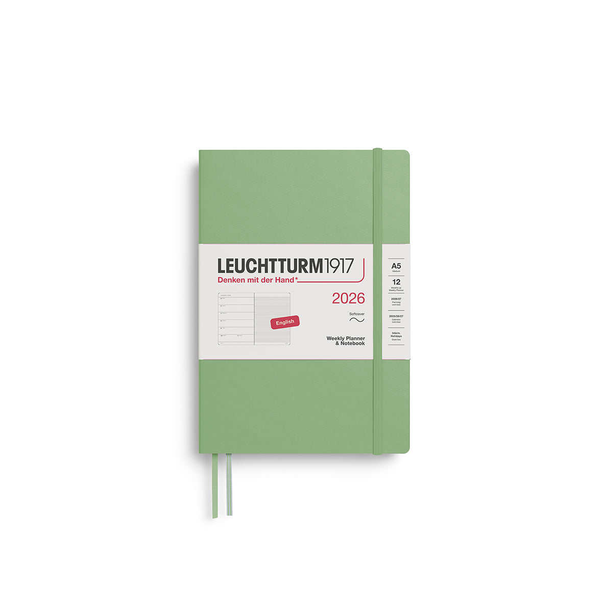 Weekly Planner & Notebook Medium (A5) 2026, Softcover, Sage