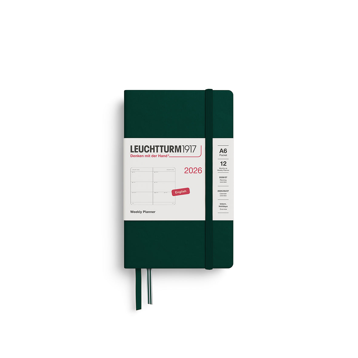 Weekly Planner Pocket (A6) 2026, Hardcover, Forest Green