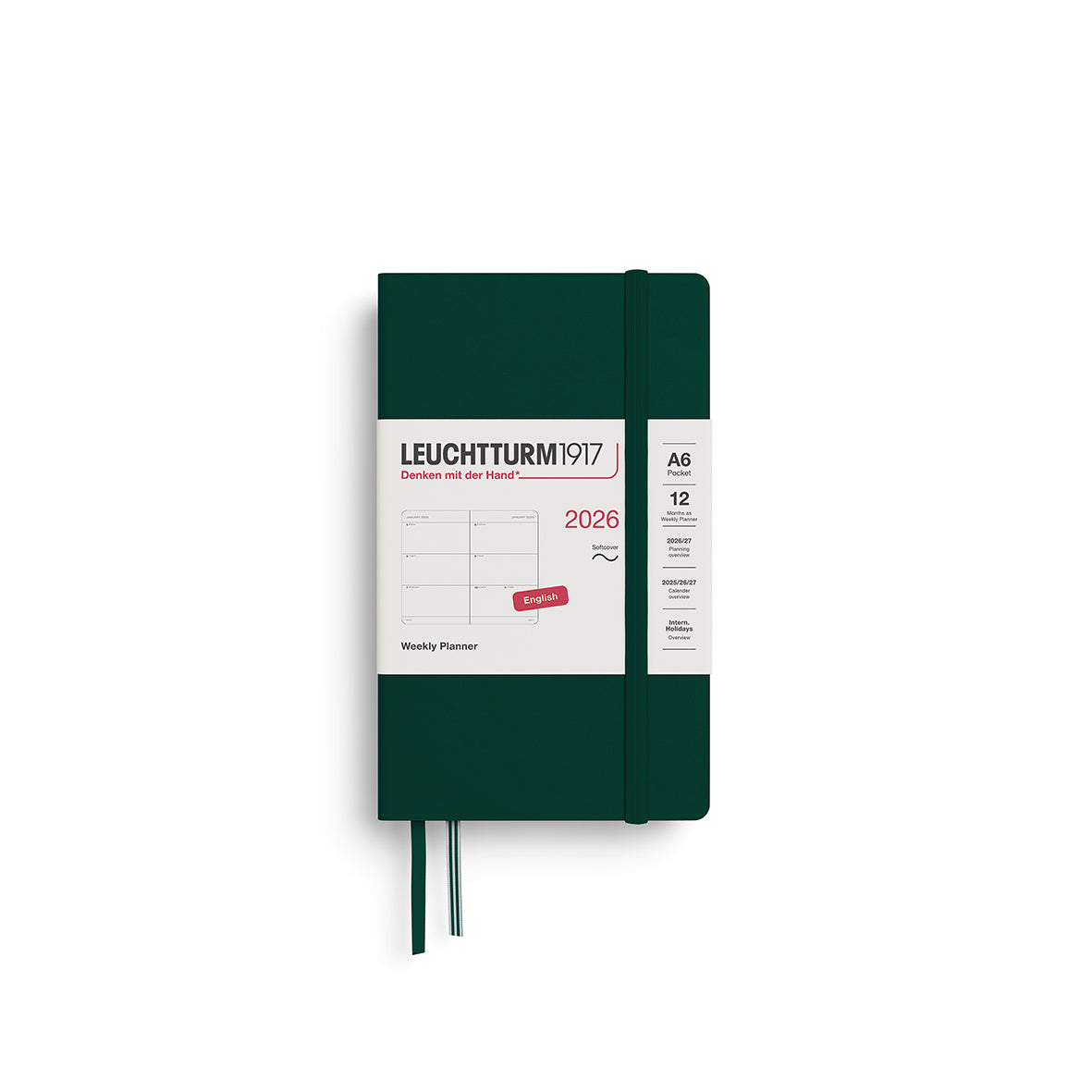 Weekly Planner Pocket (A6) 2026, Softcover, Forest Green