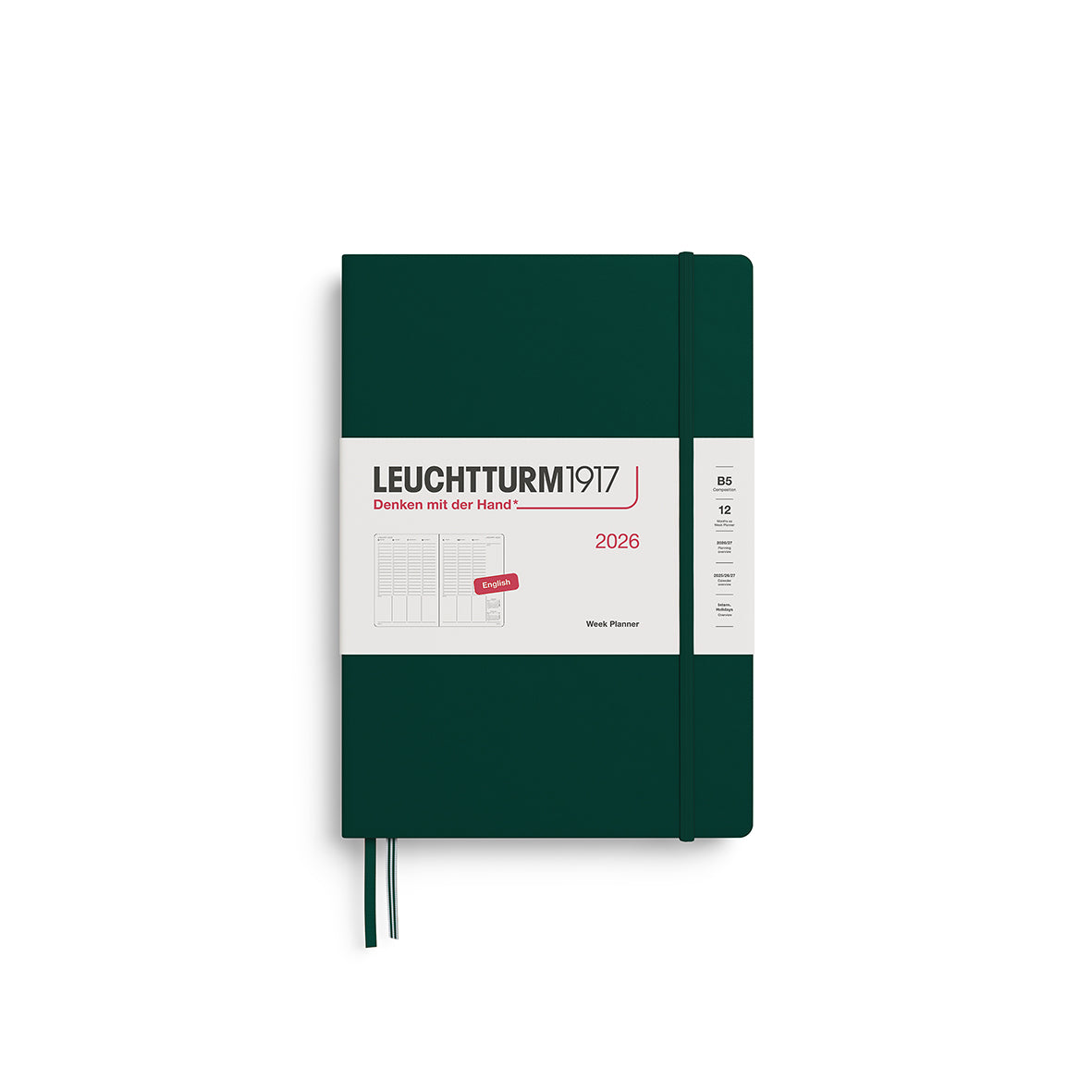 Week Planner Composition (B5) 2026, Hardcover, Forest Green