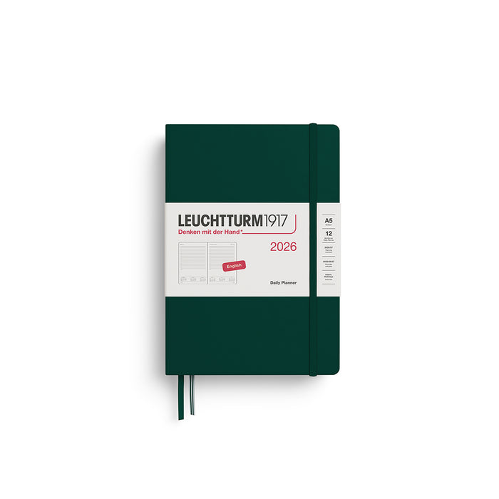 Daily Planner Medium (A5) 2026, Hardcover, Forest Green