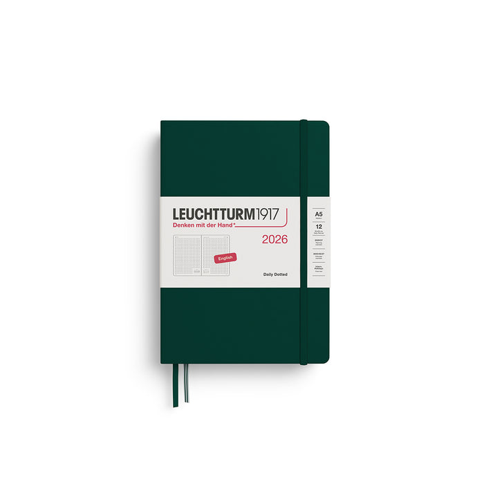 Daily Planner Dotted Medium (A5) 2026, Hardcover, Forest Green