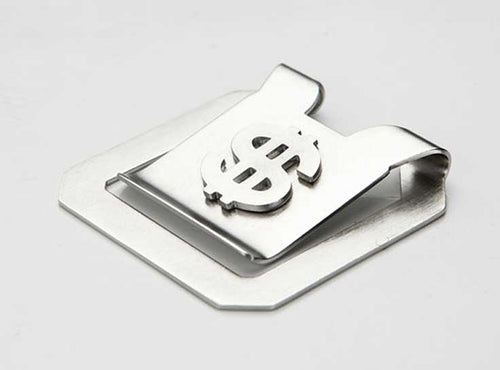 Brushed Square Stainless Steel $ Patterned Money Clip