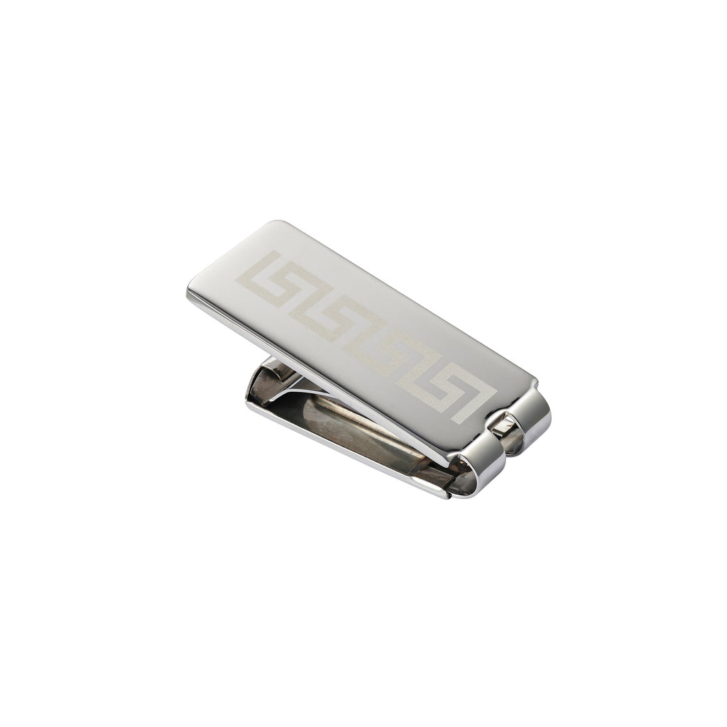 Stainless Steel Greek Key Patterned Money Clip