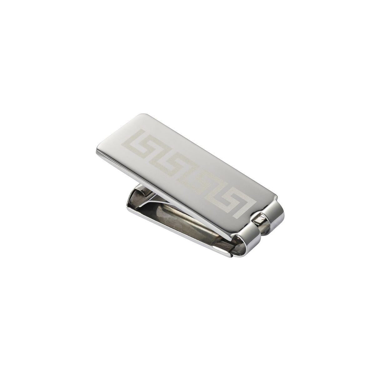 Stainless Steel Greek Key Patterned Money Clip
