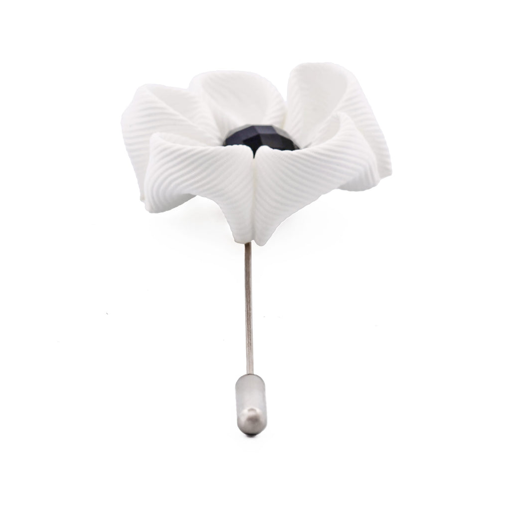 White Flower/Black Stone Lapel Pin