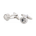 Rhodium Plated Crystal Domed Cufflinks