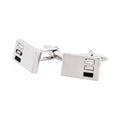Rhodium Plated Jet & Black Diamond & Crystal Cufflinks
