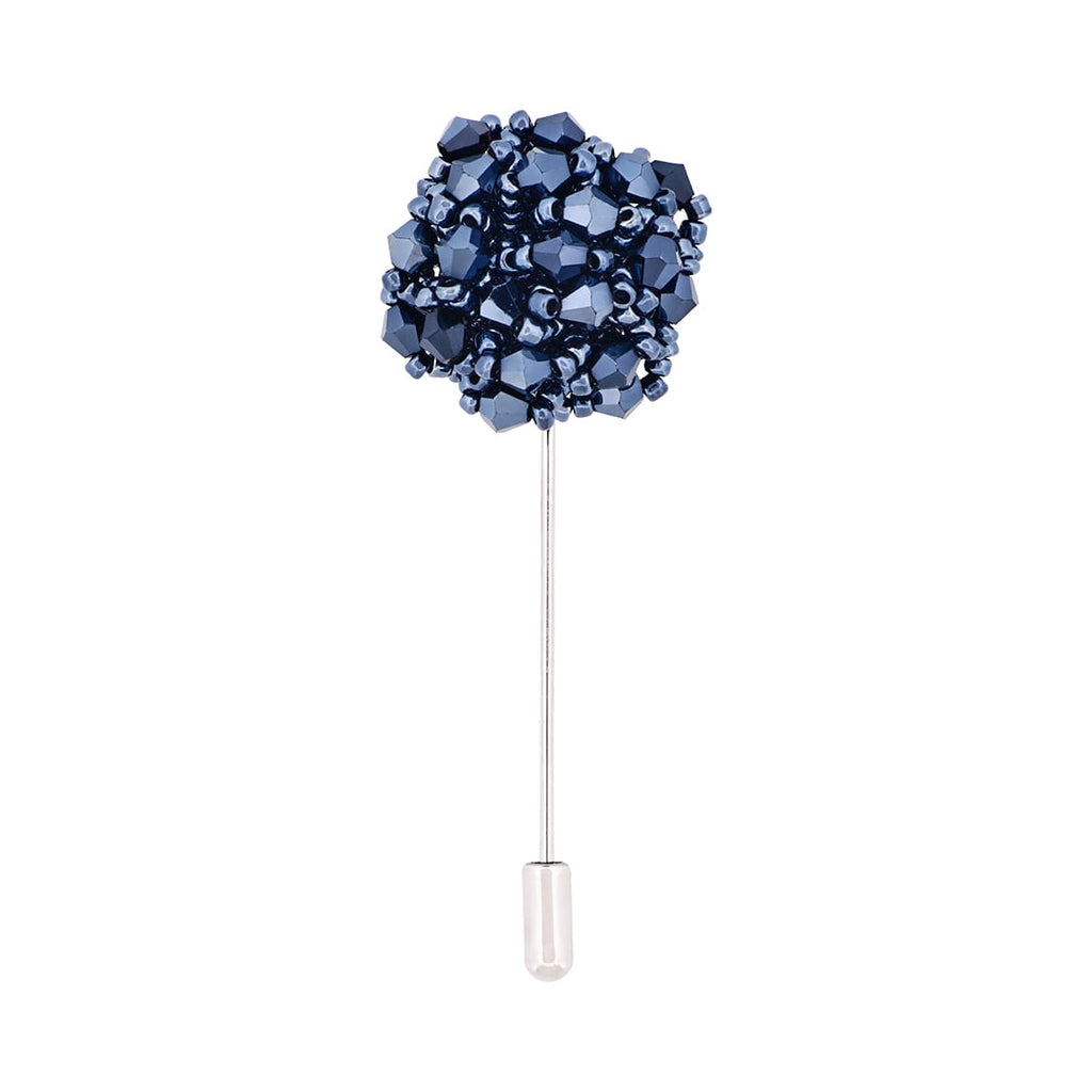 Navy/Black Floral Lapel Pin