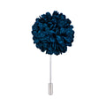 Navy Blue Fabric Flower Rhodium Lapel Pin