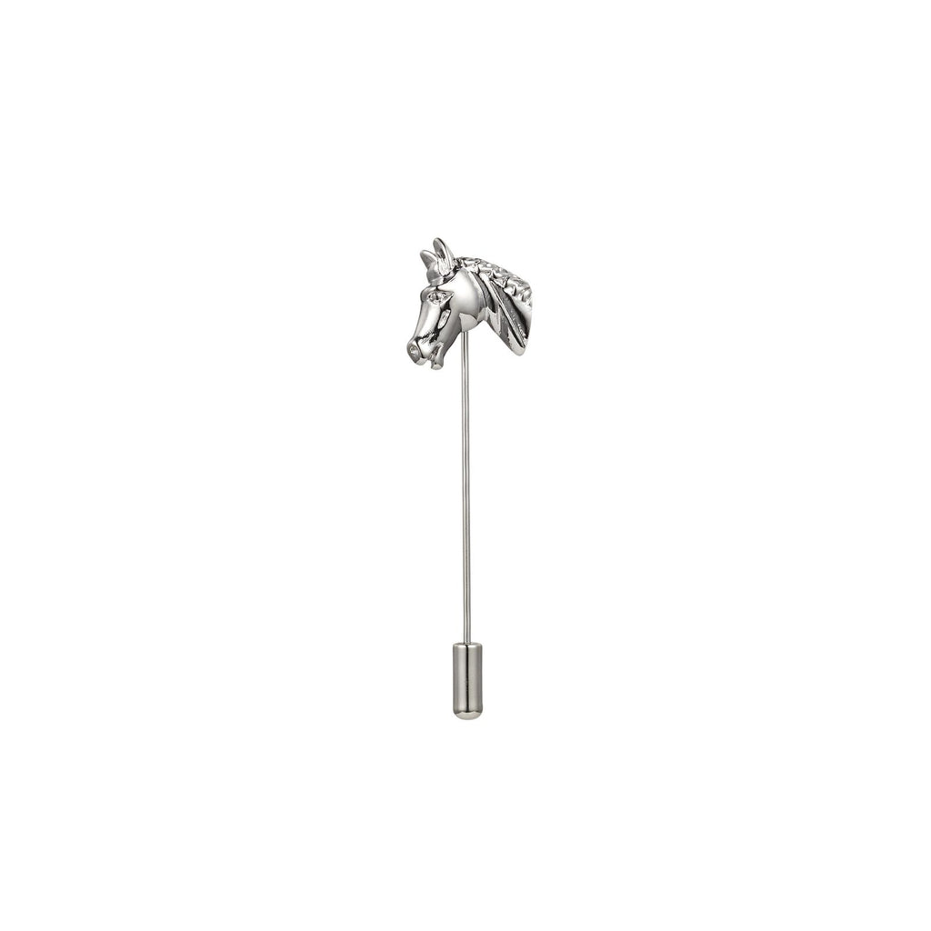 Rhodium Plated Horse Head Lapel Pin