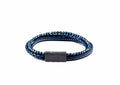 Multi-Strand Blue Leather & Hematite Beads Bracelet with Ion Plated Antique Stainless Steel Magnetic Clasp