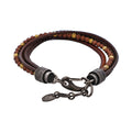 Multi-Strand Brown Leather & Hematite Beads Bracelet with Ion Plated Antique Stainless Steel Clasp