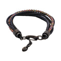 Multi-Strand Black Leather & Hematite Beads Bracelet with Ion Plated Black Polished Stainless Steel Clasp