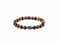 8mm Tiger Eye Beaded Bracelet with Stainless Steel Buddha