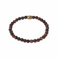Red Tiger Eye Bead & Brushed Ion Plated Gold Bracelet