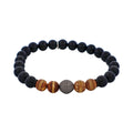 Black Agate & Earth Stone Antique Steel Bead Bracelet