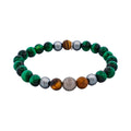 8mm Green Tiger Eye & Hematite & Tiger Eye Bead Ion Plated & Stainless Steel Bracelet