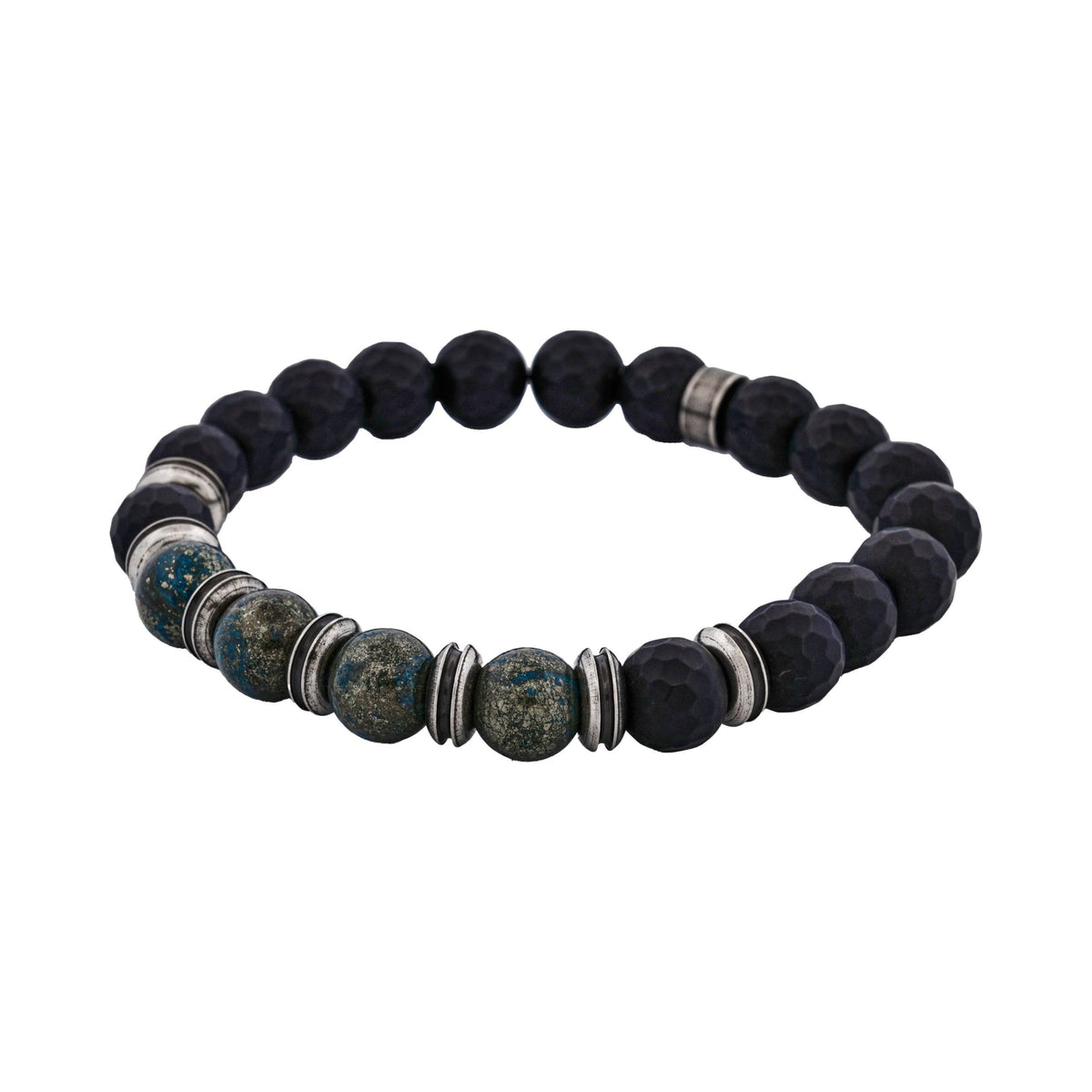 Neo Earth Black Hematite and Green Agate Beaded Bracelet