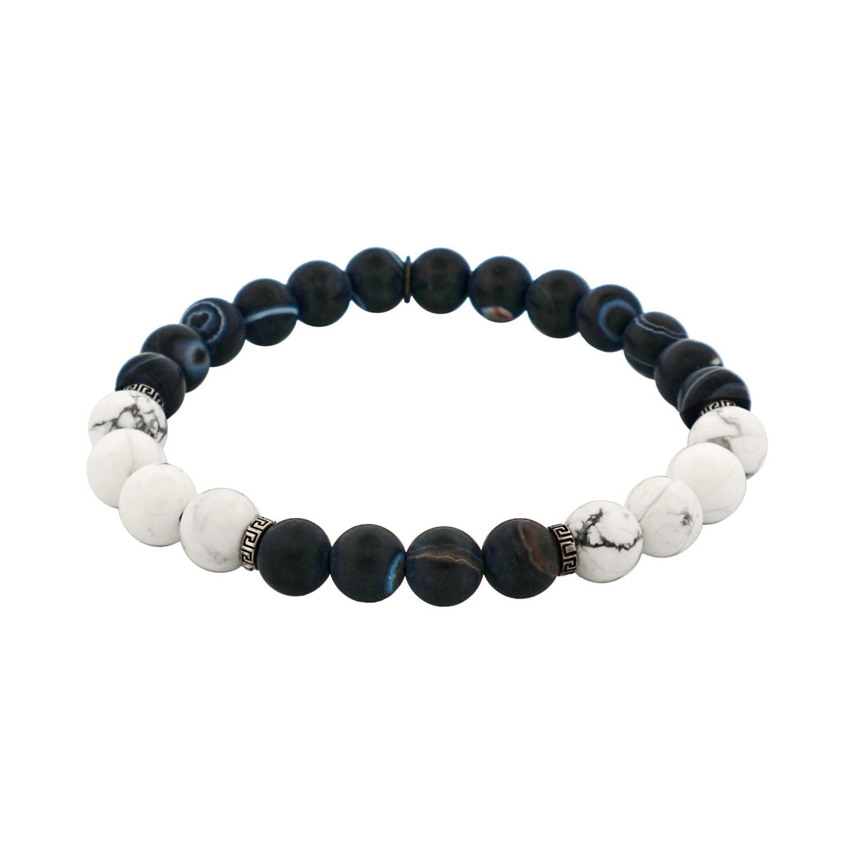 White Jasper & Stone Beaded & Stainless Steel Bracelet