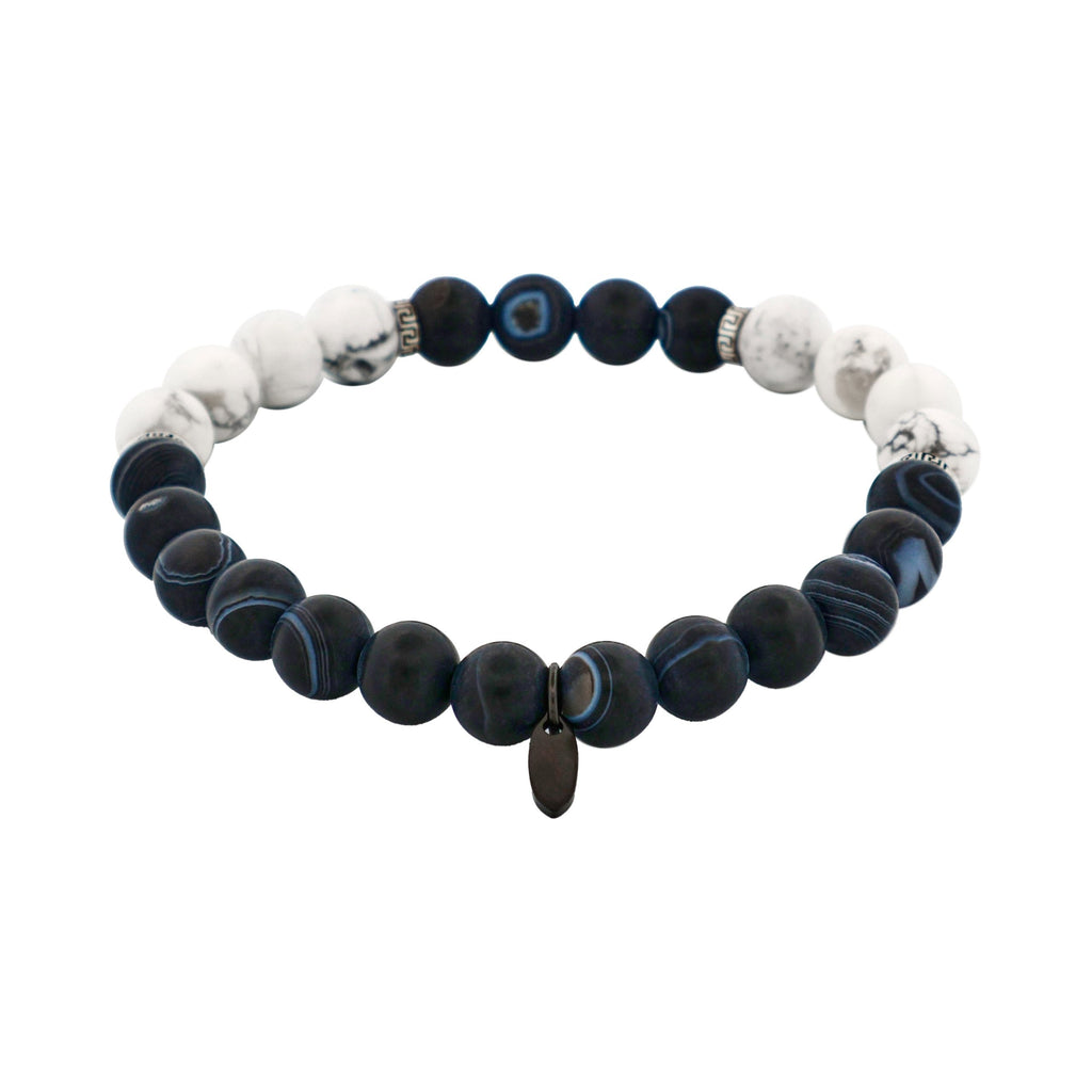 White Jasper & Stone Beaded & Stainless Steel Bracelet