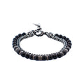 Antique Ion Plated Stainless Steel Gun Agate Beaded Bracelet