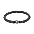 Savage - Black Agate Disc Bead & Stainless Steel Bracelet