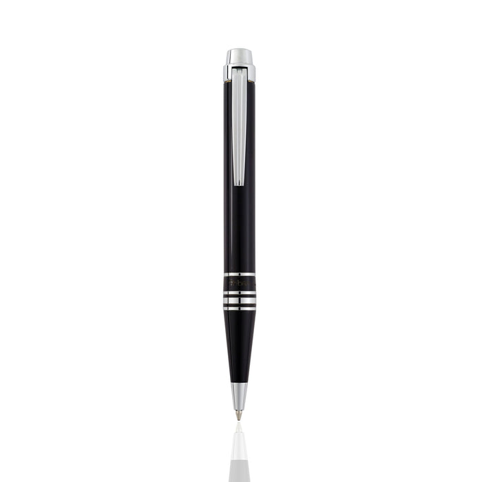 Cudworth Ballpoint Pen, SilverLine: Black Lacquer & Silver Striped