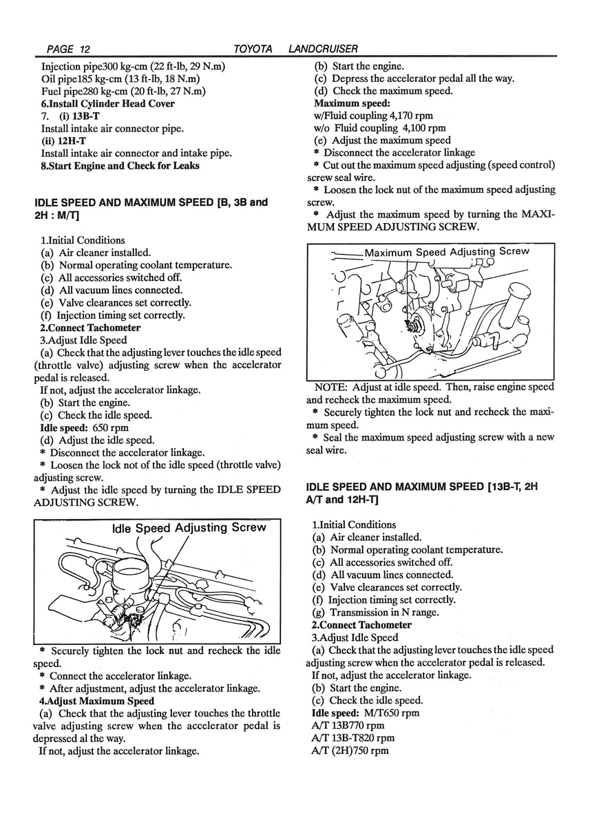 Toyota Landcruiser BJ HJ LJ Workshop Manual 1972-1990