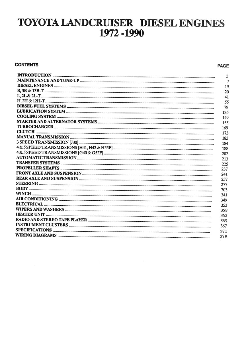 Toyota Landcruiser BJ HJ LJ Workshop Manual 1972-1990
