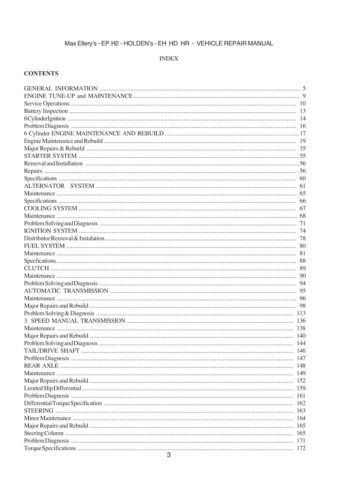 Holden EH HD HR Repair Manual 1963-1968