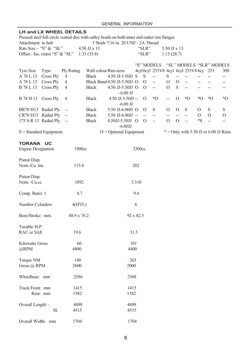 Holden Torana LU LJ LH LX GTR XU-1 Repair Manual 69-79