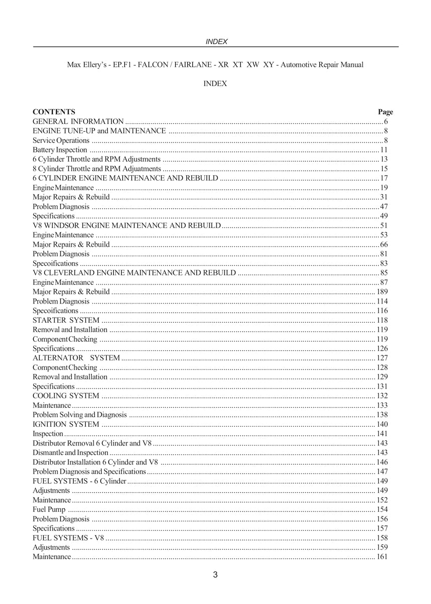 Falcon/Fairlane Xr Xt Xw Xy Vehicle Repair Manual 66-72