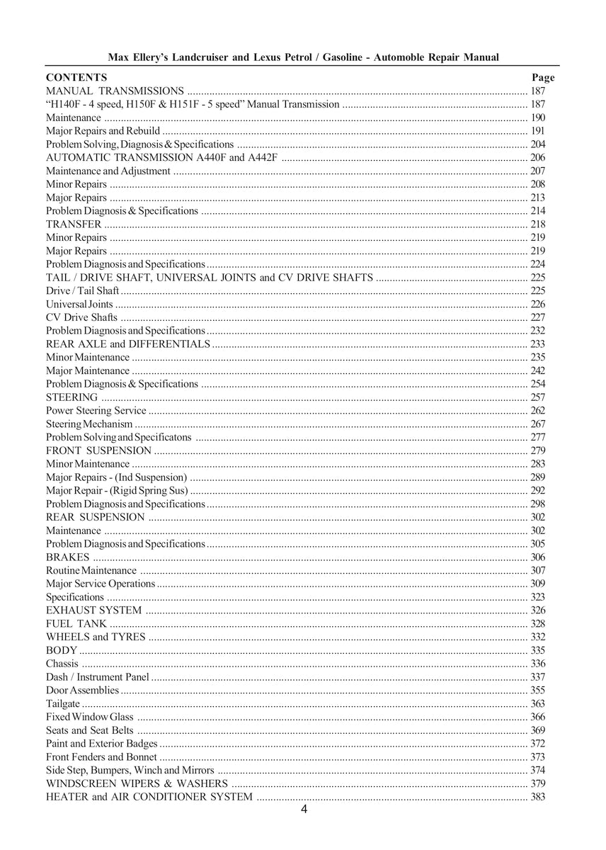 Toyota Landcruiser Repair Manual 90-05