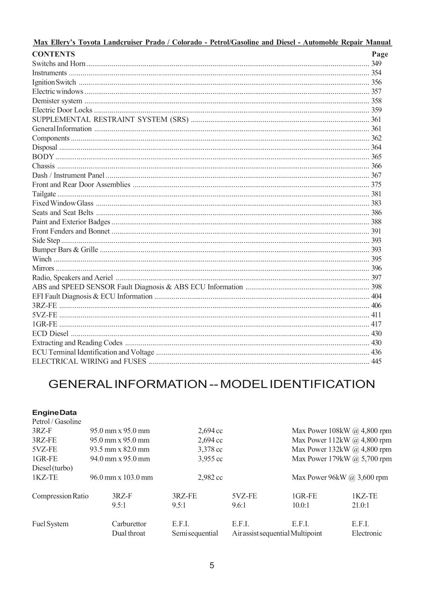 Toyota Prado Repair Manual 96-08