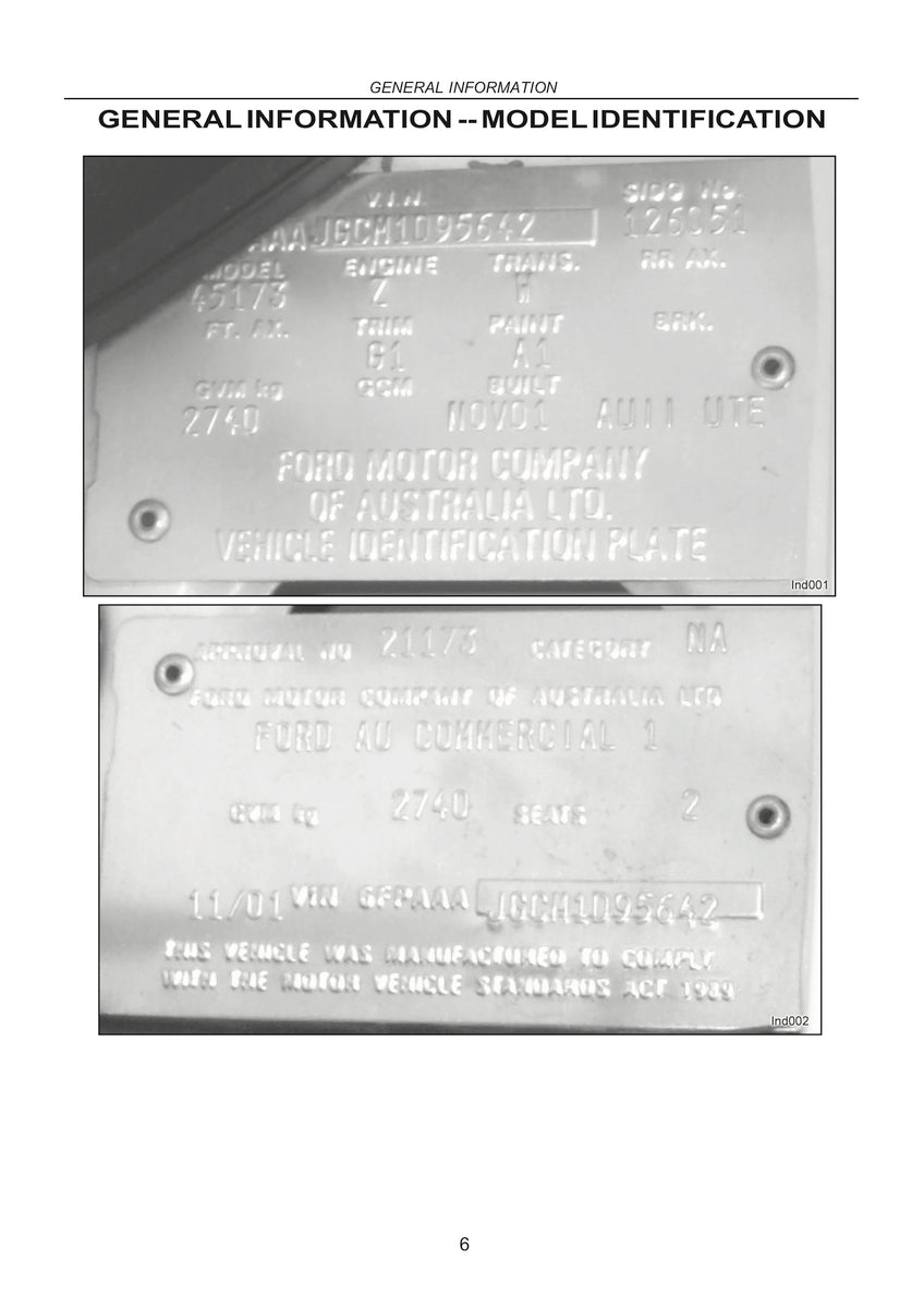 Falcon/Fairlane Vehicle Repair Manual 99-02