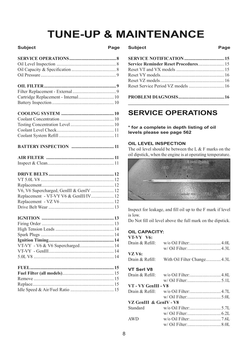 Holden Commodore VT VX VY VZ Repair Manual 1997-2007